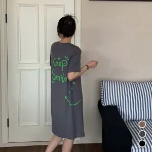 스마일 캡내장 브라캡 노브라 원피스 여름 반팔 임산부 빅사이즈 잠옷 홈웨어 파자마