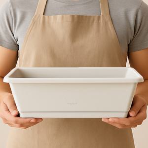 앙플랜트 직사각 텃밭화분+받침세트 라이트그레이