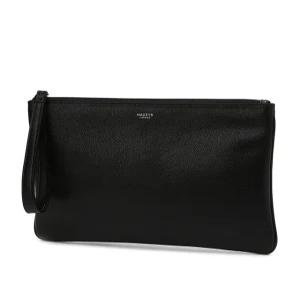 헤지스 액세서리 25FW [선물추천][Online 한정판][BASIC] 블랙 가죽 스트랩 클러치백 HJHO5F997BK