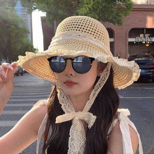 여성 패션 턱끈 밀짚 모자 1P 라피아 휴양지 비치