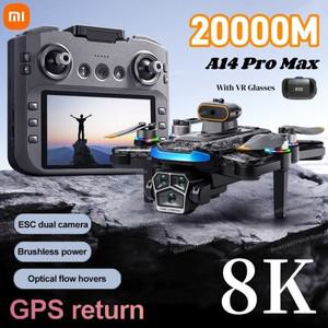 Xiaomi A14Pro Max 8K HD 3 카메라 GPS 브러시리스 광학 흐름 장애물 회피 Foldable Quadcopter Drone Toys