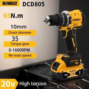 DeWalt DCD805 20V 브러시리스 무선 임팩트 드릴 1/2 충전식 가변 속도 전원 공급 장치 강력한 전동 공구