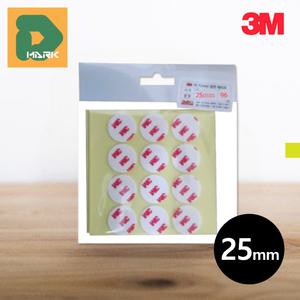 3M 강력 접착 원형양면테이프 96개 25mm 싱크대 고정 판 블랙박스 투명 자국없는 자동차 아크릴 벽 포장