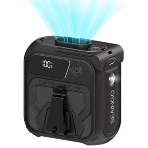 SEAINGO 휴대용 허리 선풍기 충전식 - 10000mAh, 최대 42피트/s, 5단 속도 16,000RPM, 개인용 쿨링 웨어러블 클립 바디 벨트 셔츠 선풍기, 캠핑 여행 야외용 조명이 달린
