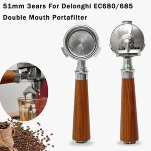 Delonghi Dedica Ec680/685 커피 머신 용 51mm 3 귀 Portafilter 스테인레스 스틸 더블 스파우트 핸들기구