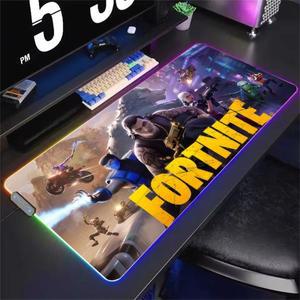 키보드장패드 게이밍장패드 데스크 대형 매트 게임 F-Fortnite 마우스 패드 RGB LED 조명 미끄럼 방지 고무