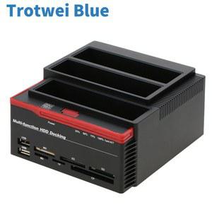 외장 하드 리더기 도킹 스테이션 2.5인치/3.5인치 USB 3.0 2개의 SATA 포트 1개의 IDE 외장형 HDD 드라이브 디스크 카드 OTB/OTC가 포함된 USB3.0 허브