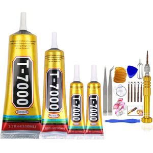 [미국배송] T7000 글루 블랙 휴대폰 모델 에폭시 방수 4PCS 본드 접착제 컴퓨터 키트 50ML T-7000 뒷면 커버 실란트 정밀 팁 15ML 화면 전자제품 디스플레이 수리 프레임 도구