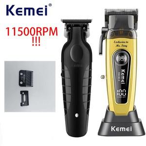 Kemei 2299 90-4 이발사 11500 RPM 헤어 클리퍼 전문 충전식 트리머 브러시리스 모터 남성 마무리 커팅 머