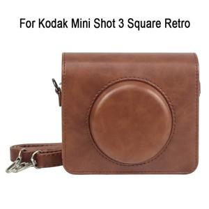 Kodak Mini Shot 3 Square Retro /C300R tax 카메라 용 PU 가죽 가방 스트랩 전신 보호 푸시 버튼 케이스