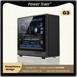 파워 트레인 Zhenjie G3 PC 케이스 USB3.0 데스크탑 M-ATX ITX 유리 측면 투명 지원 360MM 수냉식 컴퓨터