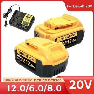DCB200 20V 배터리, 디월트 18V 전동 공구 호환, 12Ah 충전식 전동 공구 리튬 배터리 20V 18V 18v 12Ah