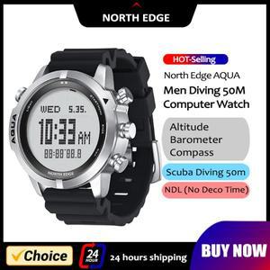 NORTH EDGE Mens 스마트 시계 전문 다이빙 컴퓨터 스쿠버 NDL (데코 시간 없음) 50M 고도계 기압계 나침반