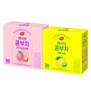 [30% 중복 할인]동서 애사비 콤부차 피치 패션프룻 30T +레몬 라임 30T