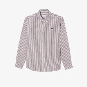 라코스테 남성린넨 스트라이프 셔츠CH738E-55G BZD 다크브라운 1145293