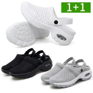 1+1 여성샌들 5cm 키높이 쿠션 여름샌들 발편한 캐주얼 미끄럼방지 물놀이 스포츠 신발