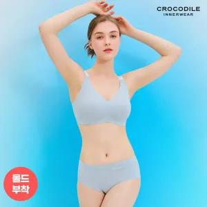 [감탄브라] [크로커다일]인견 에어쿨 스트랩 감탄브라+팬티 2종세트 블루그레이 CDW4N39_T