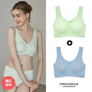[감탄브라] [크로커다일]뉴 라이크라 쉘론 몰드부착 V넥 감탄브라 1+1 CDWBR4M0405_A