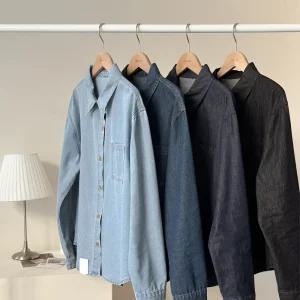 [데일리앤] 제넛 여성 루즈핏 청남방 물빠짐 이염 없는 논페이드 생지 데님 워싱 셔츠 봄 가을 간절기