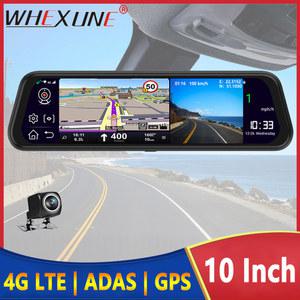 룸미러 블랙박스 WHEXUNE 자동차 백미러 대시 4G LTE 안드로이드 GPS 와이파이 비디오 녹음기 ADAS 내비게이션 HD 1080P 듀얼 카메라 DVR 10 인치