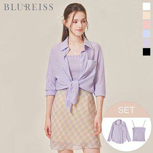 [블루레이스][2SET]시스루 블라우스+스모크 탑_BI5M1BL5061
