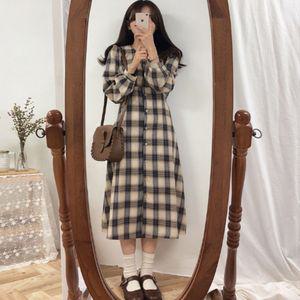 가을 여성 봄 셔츠원피스 허리끈 체크원피스 롱남방