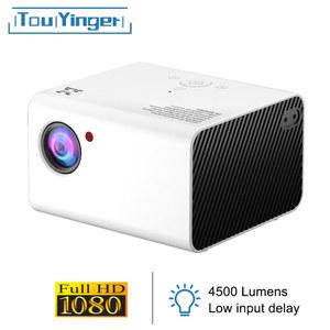 TouYinger H5 미니 LED 프로젝터 1920x1080P 해상도 지지대 풀 HD 비디오 비머 홈 시네마 극장 피코 영화용