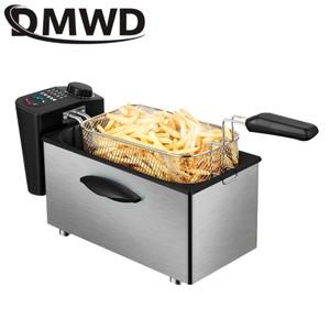 DMWD 전기 오일 프라이어 스테인레스 스틸 상업용 칩 프렌치 그릴 기계 가정용 2.5L