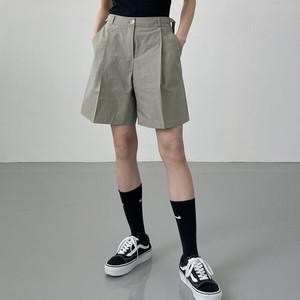 여성 아이스 버클 핀턱 면 반바지 4부 코튼팬츠