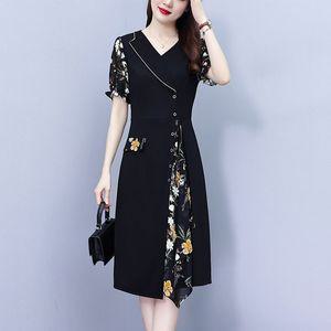 여성 예쁜 쉬폰 원피스 빅사이즈 여름 통통 정장 넥 중년 스포M1