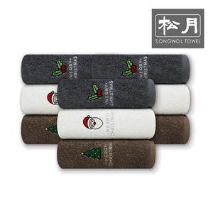 크리스마스 산타자수 150g 세면타올 10매