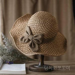 모자 여성 여름 수제 밀짚 접이식 큰 챙