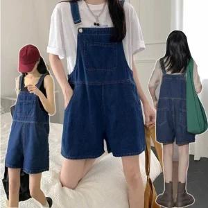 여성 진청 캐주얼 데일리 여행룩 코디 데님 점프수트 (WFHODF6)