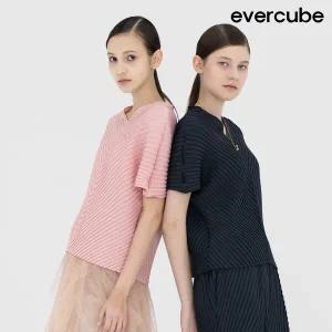 [런칭가199000원]에바큐브 25SS 사선 플리츠 블라우스