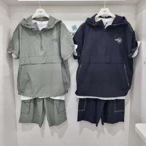 쿨링 스판 아노락 후드 반팔 티 5부 카고 트레이닝 바지 세트14520-031-454-43