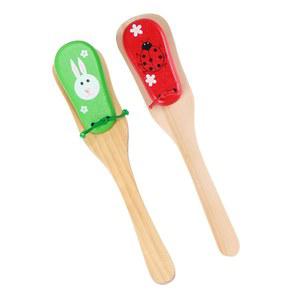 소소포트 2Pcs 소년 및 무작위 패턴을 위한 타악기 악기용 긴 손잡이 캐스터넷