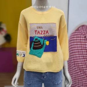 7부 자수 패치니트 BAKP20411 YE_DJ
