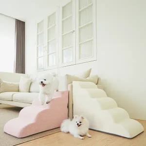[올미오펫] 프리미엄 구름패브릭 강아지 곡선계단 반려견 논슬립 애견용품 2,3,4,5단