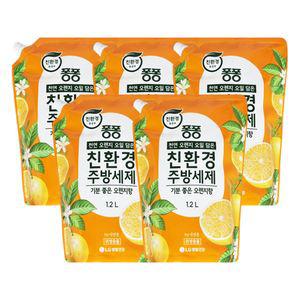 엘지 퐁퐁 친환경 주방세제 기분좋은 오렌지 1.2L X 5개