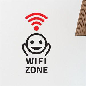 [기타]귀여운 아이 머리위 와이파이 wifi zone 가게 스티커 (9215561)