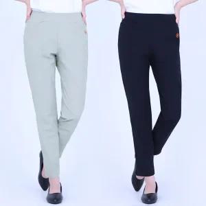 여성 여름바지 아이스 냉감 골프 웨어 쿨맥스 쿨링 팬츠 얇은 일자 편한 고무 밴딩 팬츠
