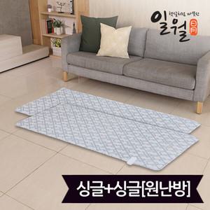 일월 워셔블 체크그레이 카본 전기매트_싱글+싱글(90x180)_디지털(원난방)