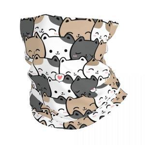 남녀공용 귀여운 고양이 낙서 반다나 목 워머 겨울 하이킹 스키 스카프 각반 얼굴 커버