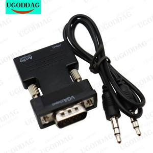 PC 노트북 TV 박스 프로젝터용 HDMI 호환 VGA 수 컨버터 변환기 3.5mm AUX 오디오 케이블 어댑터 비디오 출