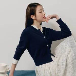 매장정품 케네스레이디 로고 자수 U넥 솔리드 가디건[장다아 ] EKCDOC01 727488