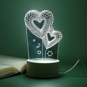 하트풍선 3D 착시 아크릴 무드등 USB 입체 테이블조명