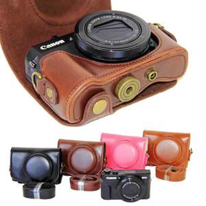 디지털 카메라 가방 커버 및 스트랩 Pu 가죽 케이스 파워샷 G7X 마크 2 II III G7X3 G7X2 G7XII