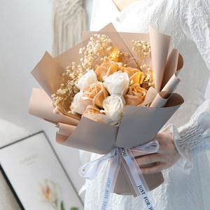 장미 비누 꽃 인공 웨딩 부케, 졸업 부케, 수공예 축제 파티, 생일 선물, 신부 꽃 부케