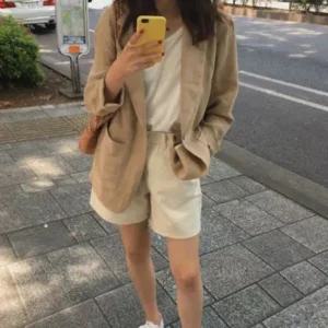 린넨자켓 인기 여자 베이지 봄 감성 가을 간절기 여성 (WFHNCI9)