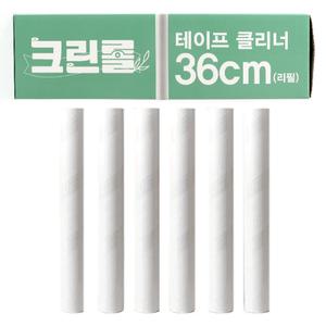 크린롤 36cm 대형 테이프클리너 돌돌이 리필 60매x6개 세트 롤크리너 대형 클린컷 롱핸들 밀대